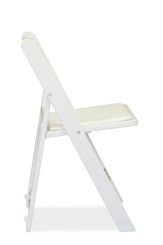 Resin Folding Padded Chairs - White Hire