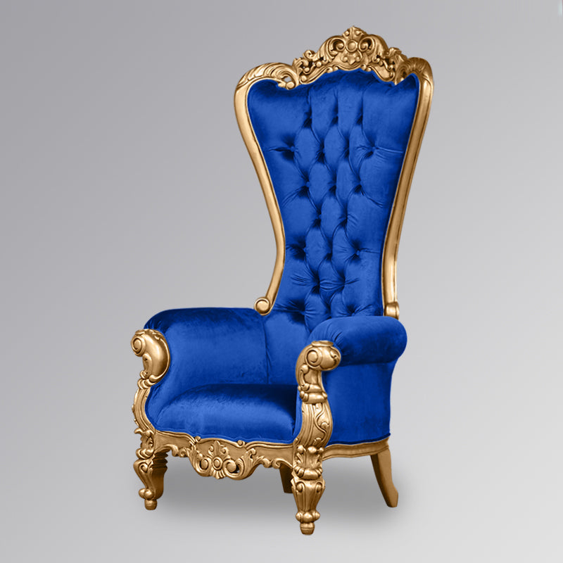 Royal Blue and Gold Throne Chairs Hire