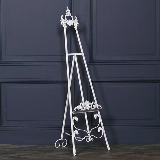 White Tall Cream Freestanding Metal Easel for Wedding Picture Display 165 cm