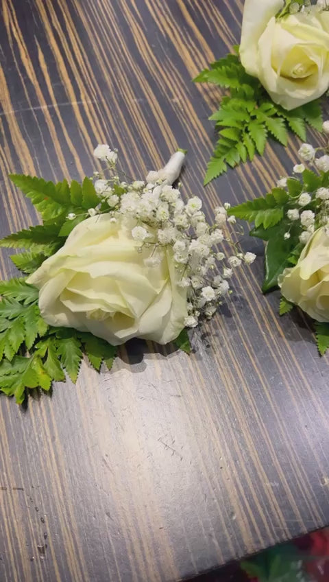 Custom White Flower Wedding Boutonniere