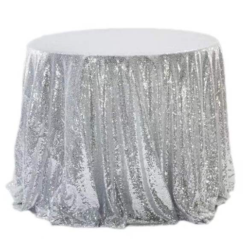 Elegant 6ft White Sequin Tablecloth for Hire - Add Glamour to Your Event!