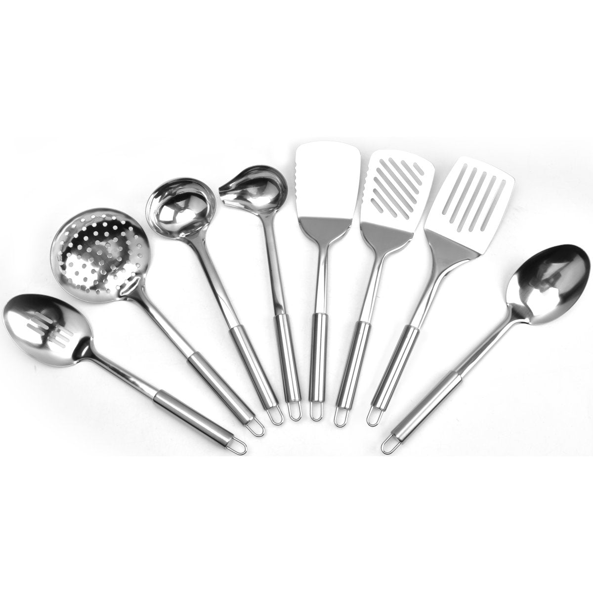 8 Piece Essential Cooking Utensil Kit Stainless Steel Rental