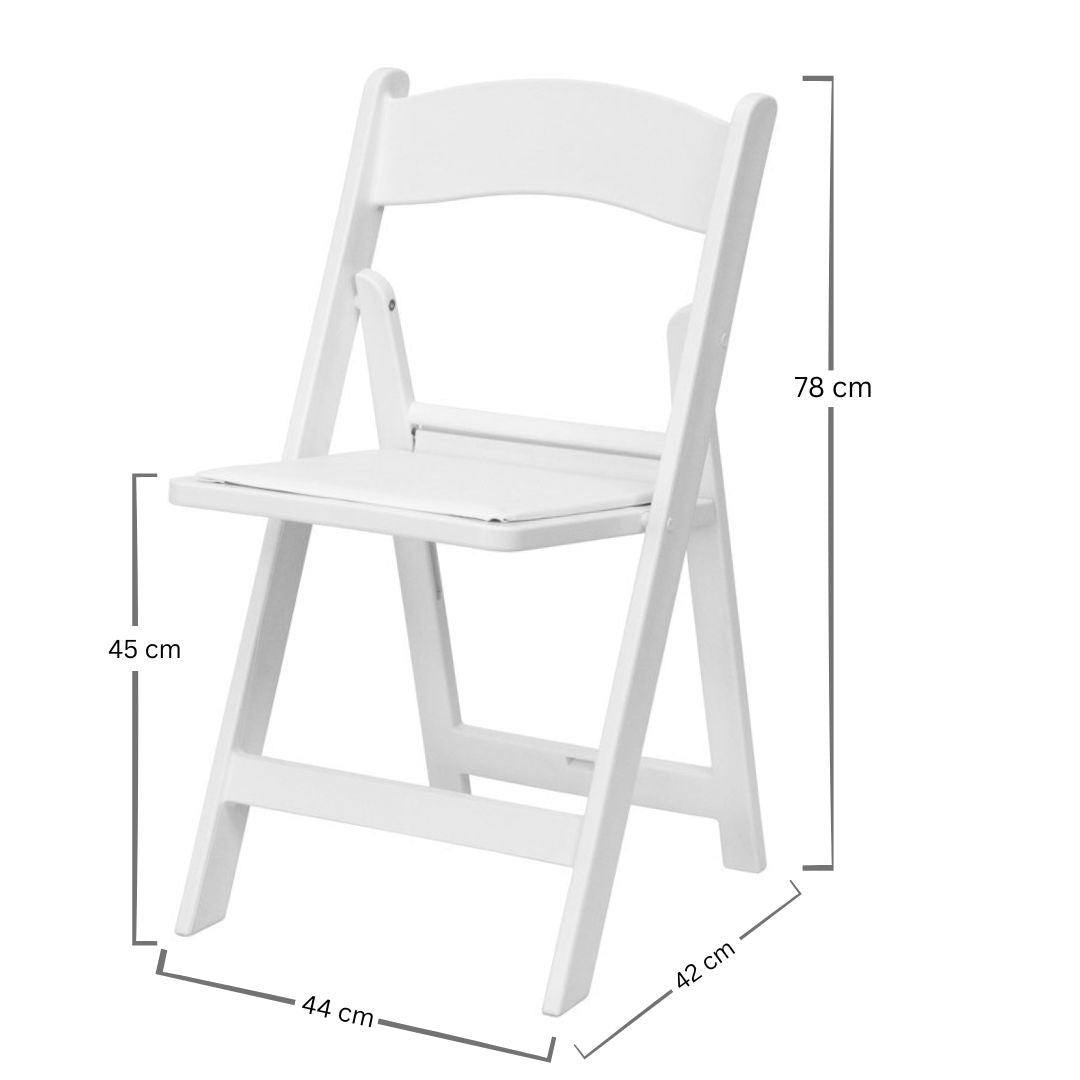 Resin Folding Padded Chairs - White Hire
