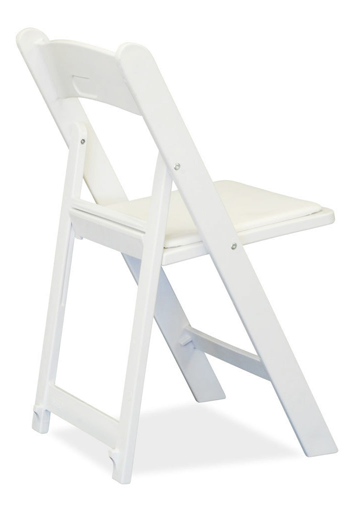 Resin Folding Padded Chairs - White Hire