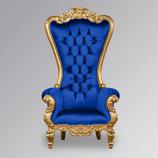 Royal Blue and Gold Throne Chairs Hire