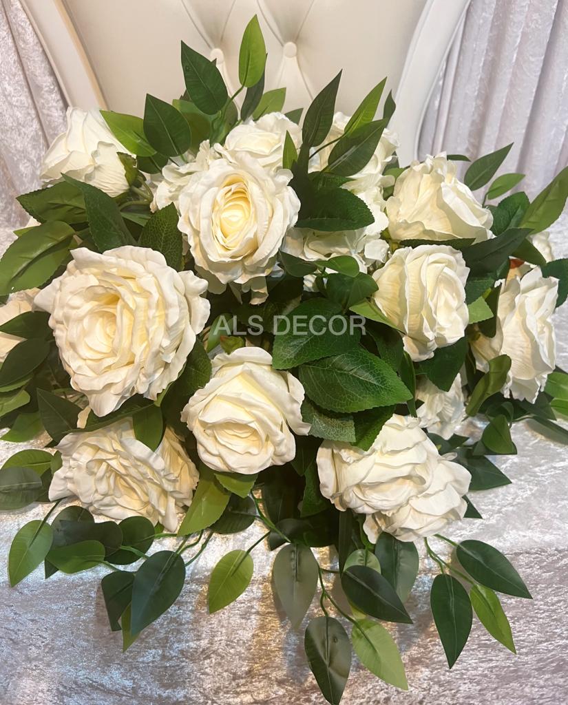 Silk Elegant White and Green Flower Centerpieces for Table Decor