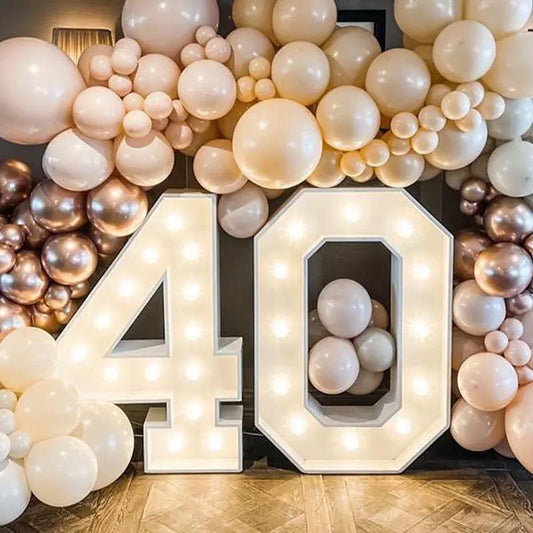 Number 40 Light-Up Number and Balloon Backdrop
