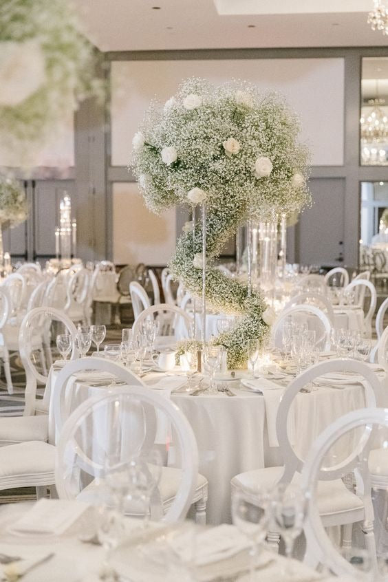 Fresh Flower Centerpieces Baby's Breath and Rose