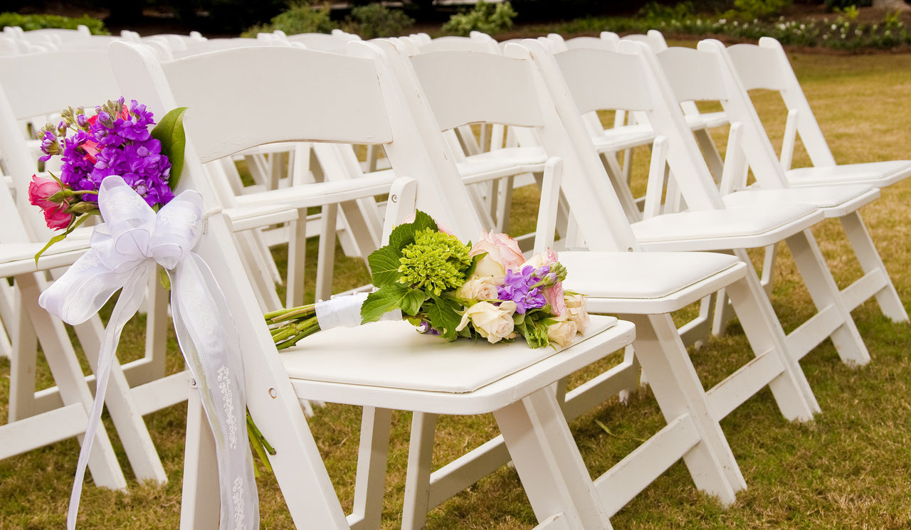 Resin Folding Padded Chairs - White Hire