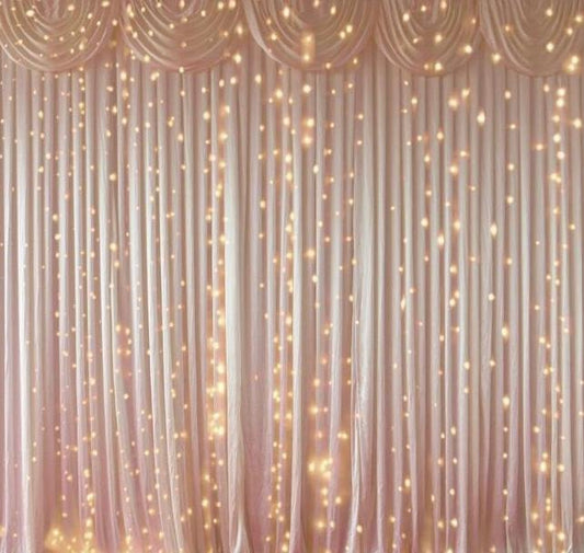 Elegant Rental LED Lights White Curtain Backdrop - Perfect for Weddings, Parties, and Events