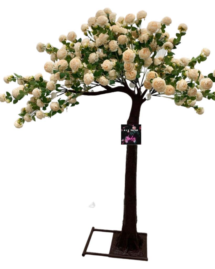 Hire an Enchanting 8ft White Rose Flower Tree - Perfect for Weddings and Events!