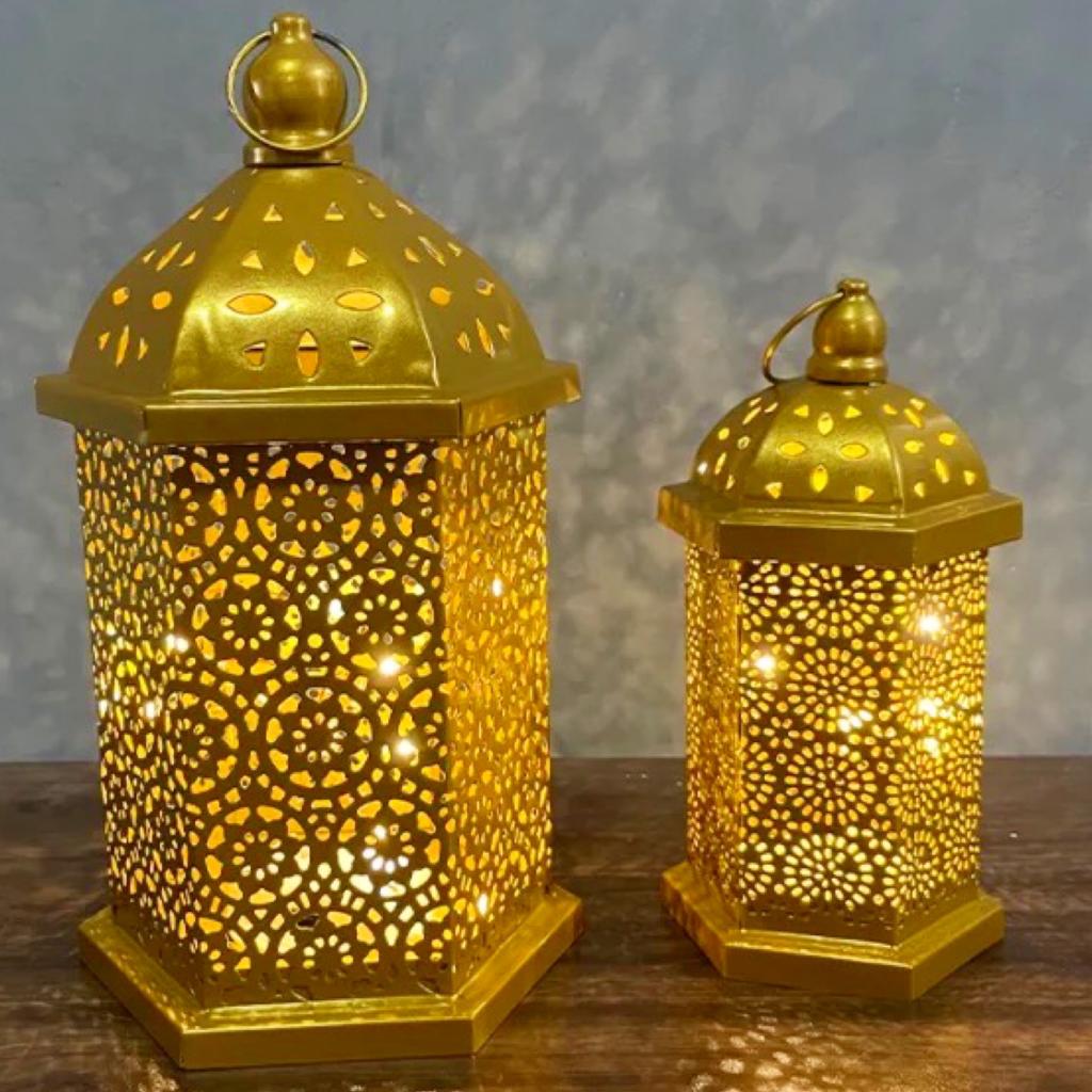 Hire Exquisite Gold Moroccan Candle Lantern: A Touch of Elegance and Charm