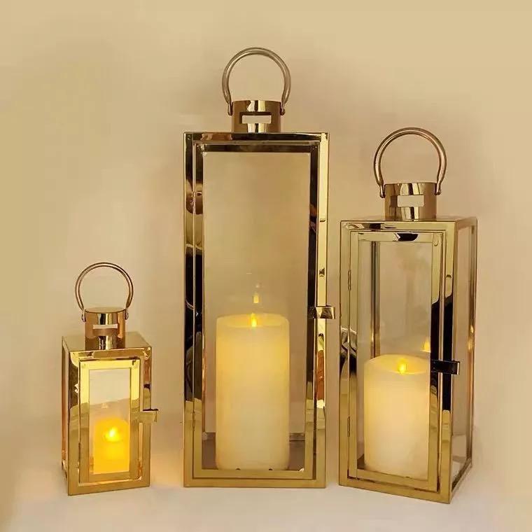 Elegant Rental Gold Candle Lantern for Stylish Ambiance
