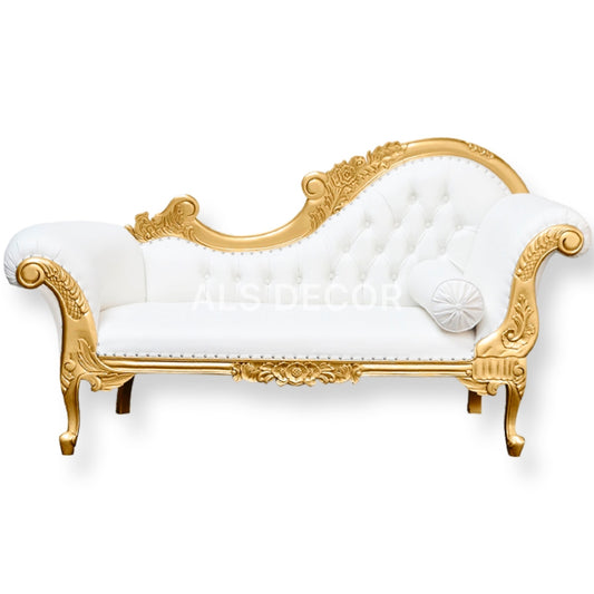 Hire Golden Chaise Longue Sofa weddings or any other special events