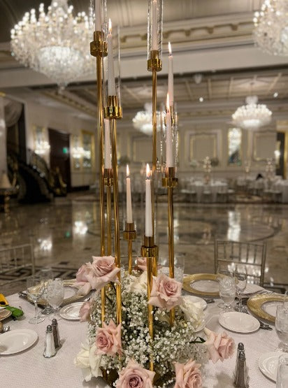 Elegant Tall Gold Candelabra Candle Holder - Perfect Wedding Table Centerpiece Stand