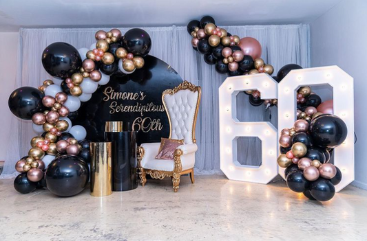 Custom Circular Backdrop with balloon and throne chair