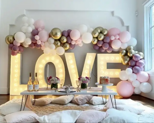 Rental Marquee Light-Up Letters with Balloon Arch 