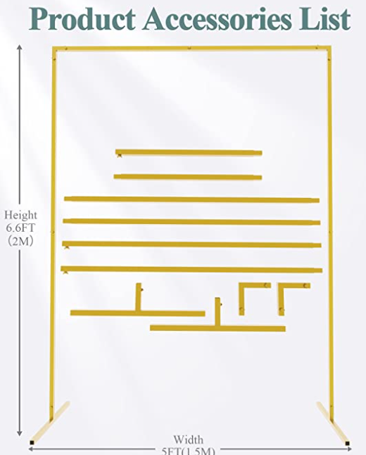 Hire 6.6 x 5ft Elegant Gold Metal Rectangular Arch Backdrop Hire - Transform Your Event!
